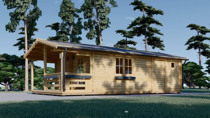Blockbohlenhaus mit Terrasse ANTON, 5x9 m, 35 m² + 8m² Isoliert – Bild 5