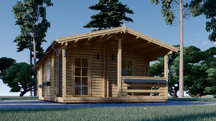 Blockbohlenhaus mit Terrasse ANTON, 5x9 m, 35 m² + 8m² Isoliert – Bild 6