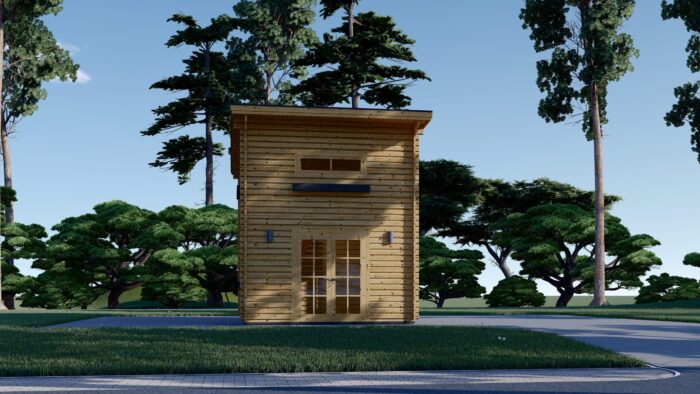Blockbohlenhaus DORNBIRN (44+44 mm · Extra Isoliert) · 20 m² + 16 m² Schlafboden · Pultdach – Bild 3