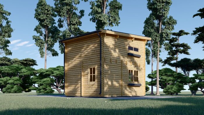 Blockbohlenhaus DORNBIRN (44+44 mm · Extra Isoliert) · 20 m² + 16 m² Schlafboden · Pultdach – Bild 5
