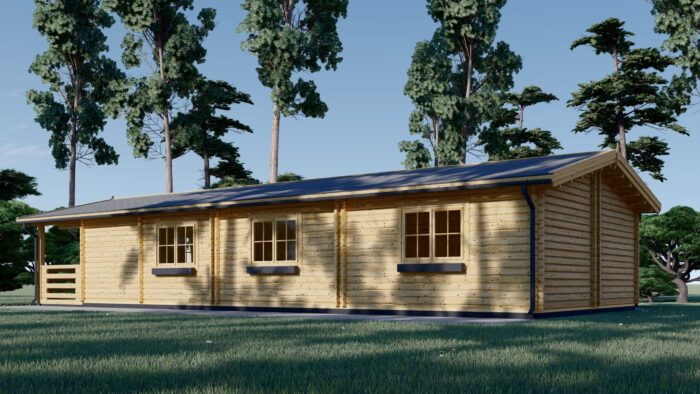 Blockbohlenhaus GOSAU (44+44 mm), 6×15 m, 90 m² – Extra Isoliert – Bild 2