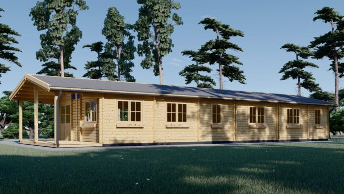 Blockbohlenhaus BIRGIT (44+44 mm) · 6 × 19 m · 114 m² · Isoliert – Bild 2