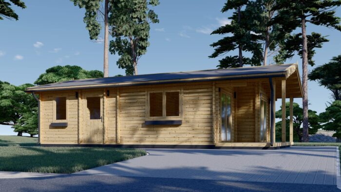 Blockbohlenhaus MATREI (44+44 mm Isoliert), 6x10m, 60m² – Bild 2