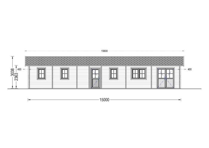 Blockbohlenhaus BOZEN (66mm), 15x6m, 90m² – Bild 11
