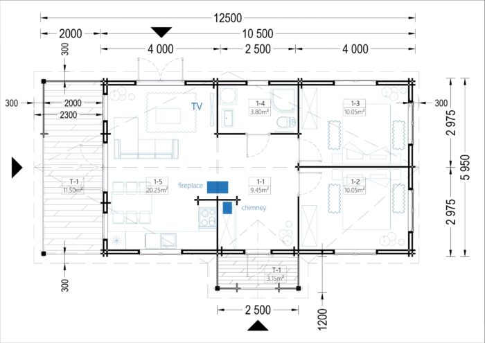Blockbohlenhaus DORIS (44+44 mm) · 63 m² mit Terrasse – Bild 6