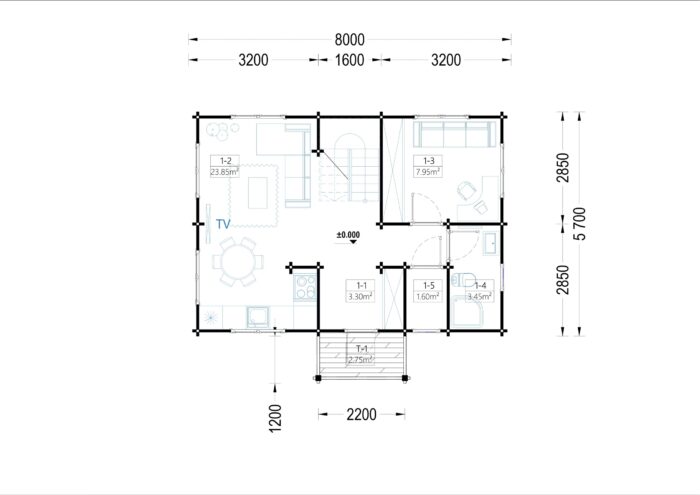 Blockbohlenhaus ERNI (66 mm) 70 m² – Bild 6