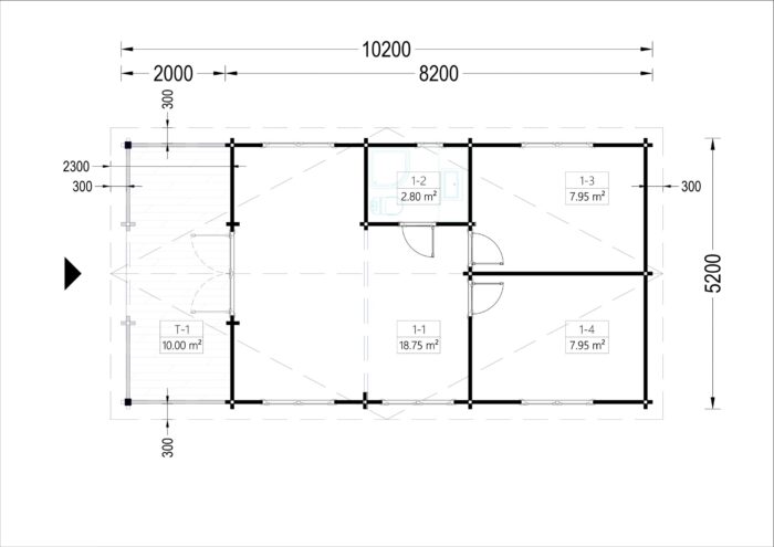 Blockbohlenhaus HANNES 42 m² + 10 m² Terrasse – Bild 7