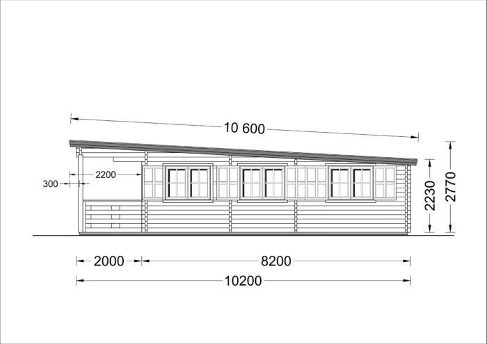 Blockbohlenhaus HANNES (66 mm) · 42 m² + 10 m² überdachte Terrasse · Pultdach – Bild 8