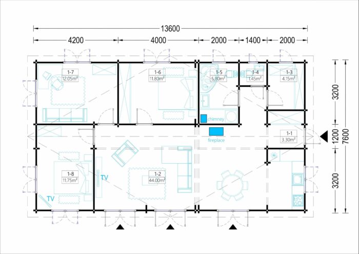 Blockbohlenhaus BERNAU (66 mm) 103 m² – Bild 6