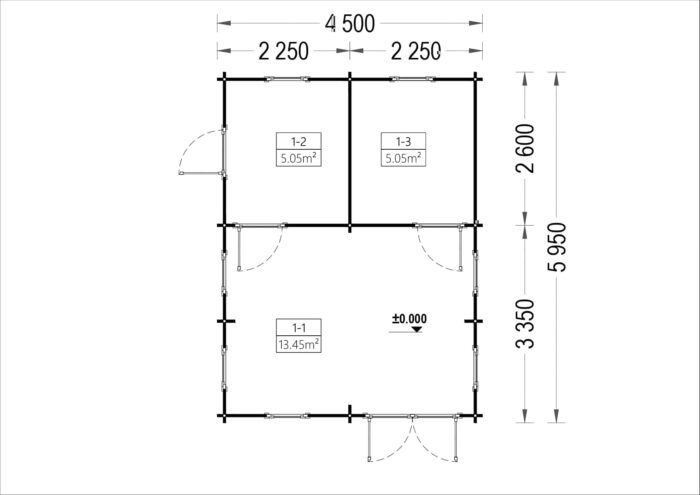 Blockbohlenhaus mit Schlafboden SALLY (44mm), 27m² – Bild 6
