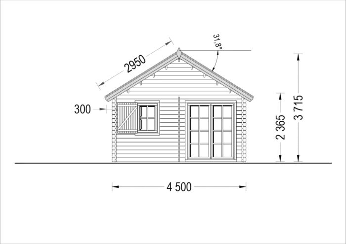 Blockbohlenhaus mit Schlafboden SALLY (44mm), 27m² – Bild 8