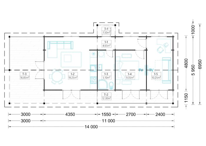 Blockbohlenhaus TRAUNSEE (44 mm) · 50 m² – Bild 6