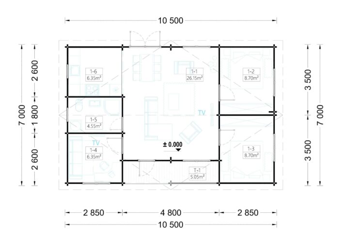 Blockbohlenhaus ULRICH, 70m² – Bild 6