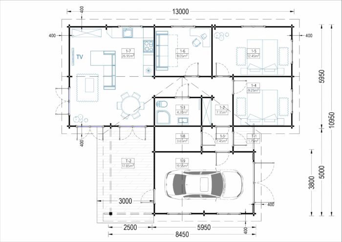 Blockbohlenhaus SEEFELD  (66mm) 105m² – Bild 7