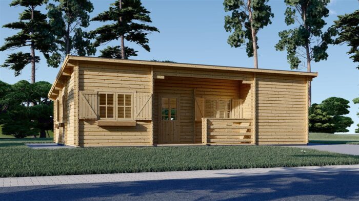 Blockbohlenhaus ULRICH (44 oder 66 mm) · 70 m² · Flachdach – Bild 2
