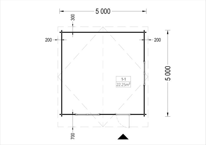 Gartenhaus DONAU (44 mm), 5x5 m, 25 m²