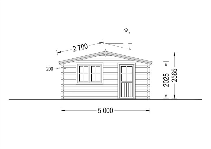 Gartenhaus DONAU (44 mm), 5x5 m, 25 m²