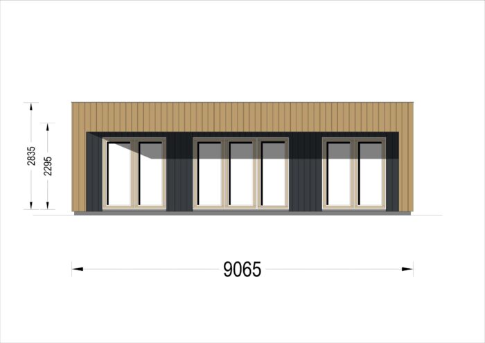 Holzhaus KULM 1 (66 mm + Holzverschalung) 48 m² Isoliert