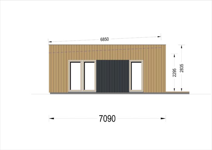 Holzhaus KULM 1 (66 mm + Holzverschalung) 48 m² Isoliert