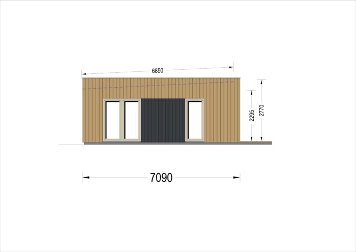 Holzhaus KULM 3 (66 mm + Holzverschalung) 70m² Isoliert