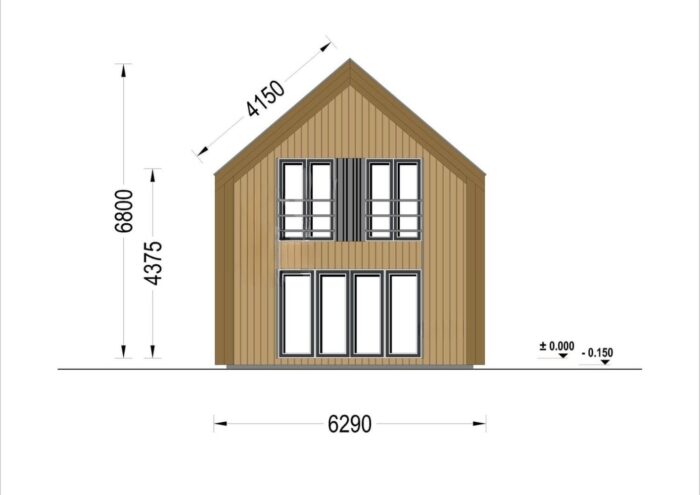 Holzhaus ALPINA(66 mm + Holzverschalung Isoliert ), 120 m²