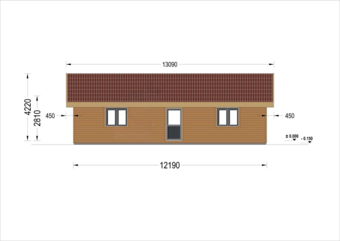 Blockbohlenhaus ANGELA (66 mm), 63m² Isoliert