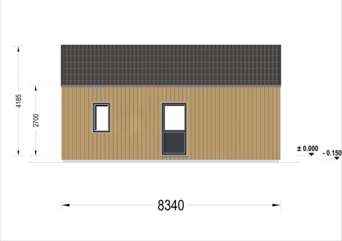 Blockbohlenhaus ARNOLD Isoliert (66mm + Holzverschalung), 40m²