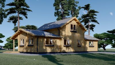 Holzwohnhaus DACHSTEIN , 66 mm + Holzverschalung), 108 m² + 13 m² Terrasse – Bild 2