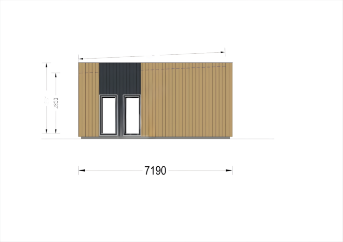 Holzhaus KULM 2 (66 mm + Holzverschalung) 63 m² Isoliert