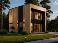 Holzhaus Kulm 4A (Isoliert , 66 mm + Holzverschalung), 49 m²
