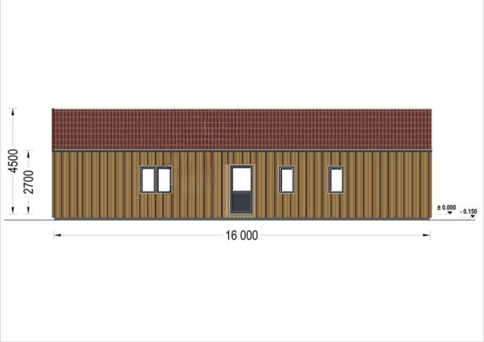 Holzhaus ROMAN(Isoliert, 66 mm + Holzverschalung), 93 m²