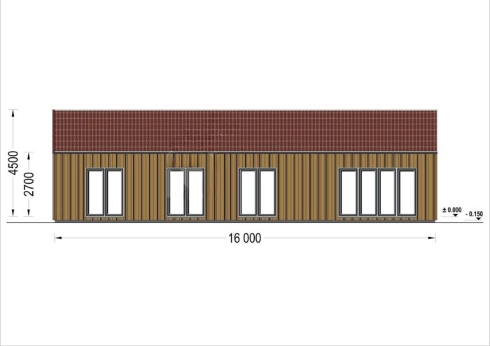 Holzhaus ROMAN(Isoliert, 66 mm + Holzverschalung), 93 m²