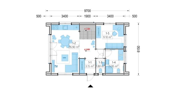 Holzhaus AUSTRIA ( 66mm + Holzverschalung, Isoliert), 81m²