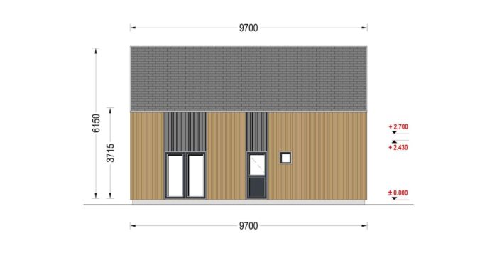 Holzhaus AUSTRIA ( 66mm + Holzverschalung, Isoliert), 81m²