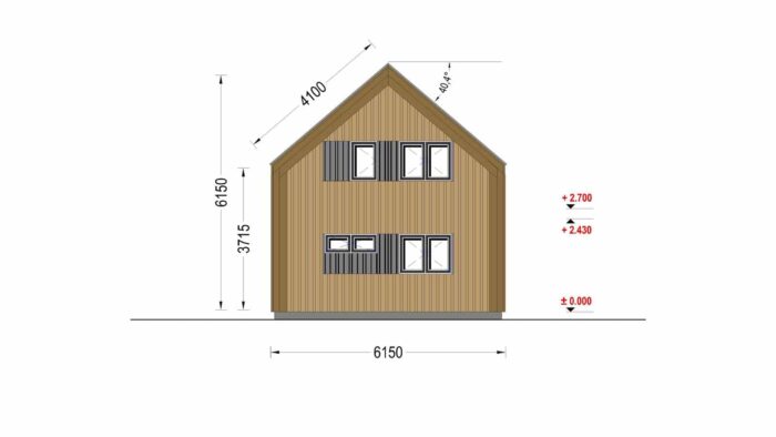 Holzhaus AUSTRIA ( 66mm + Holzverschalung, Isoliert), 81m²