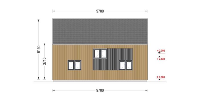 Holzhaus AUSTRIA ( 66mm + Holzverschalung, Isoliert), 81m²