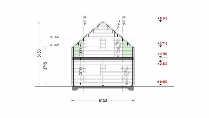 Holzhaus AUSTRIA ( 66mm + Holzverschalung, Isoliert), 81m²