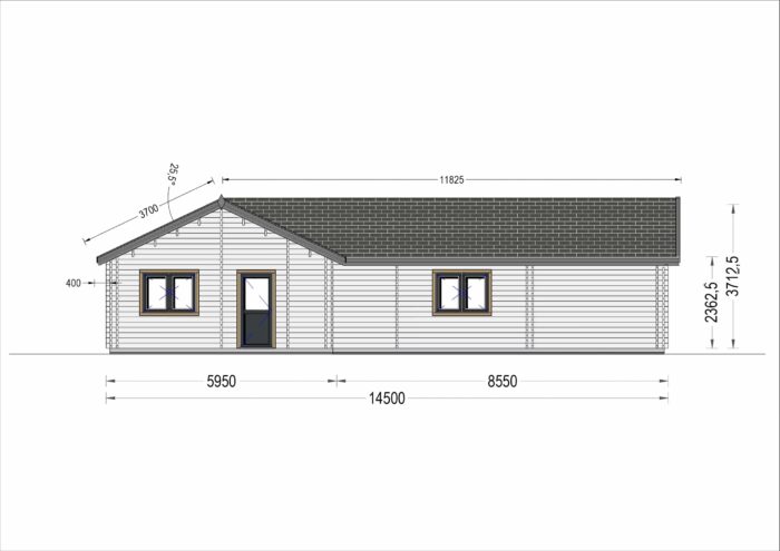 Bungalow Neusiedl (66 mm + Holzverschalung), Isoliert 129 m²