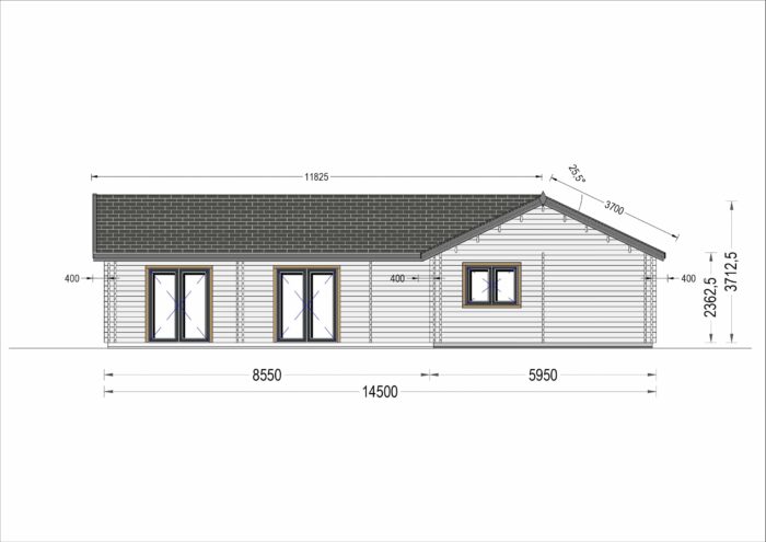 Bungalow Neusiedl (66 mm + Holzverschalung), Isoliert 129 m²