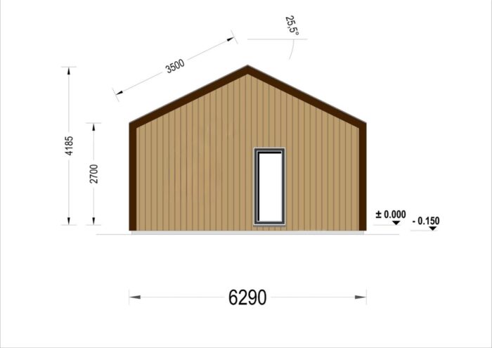 Blockbohlenhaus ARNOLD Isoliert (66mm + Holzverschalung), 40m²