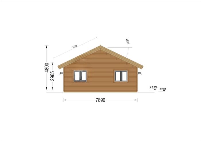 Blockbohlenhaus BERNAU Isoliert, 66 mm + Holzverschalung), 94 m²