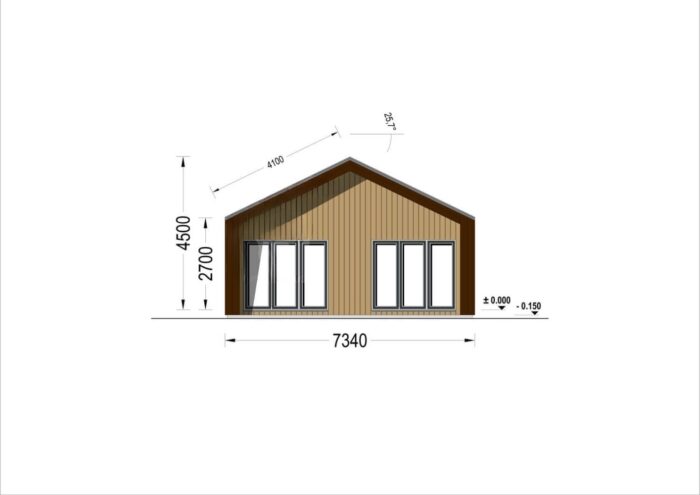 Holzhaus ROMAN(Isoliert, 66 mm + Holzverschalung), 93 m²