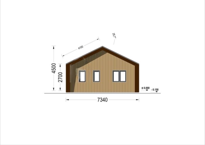 Holzhaus ROMAN(Isoliert, 66 mm + Holzverschalung), 93 m²