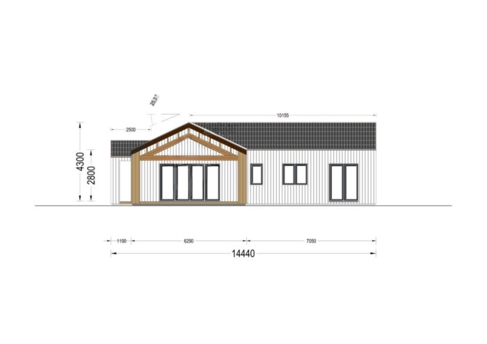 Holzwohnhaus TAUERN (Isoliert, 66 mm + Holzverschalung), 127 m²