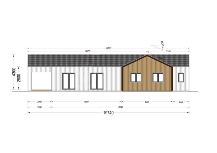 Holzwohnhaus TAUERN (Isoliert, 66 mm + Holzverschalung), 127 m²