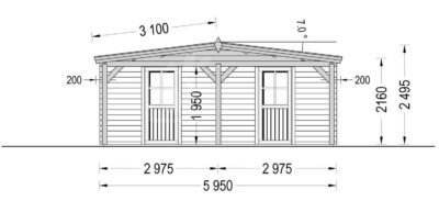 Carport aus Holz für 1 Auto mit Schuppen (44 mm), 5x6 m – Bild 4