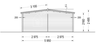 Carport aus Holz für 1 Auto mit Schuppen (44 mm), 5x6 m – Bild 3
