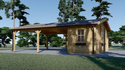 Carport aus Holz für 2 Autos mit Schuppen (44 mm), 5,5x6 m – Bild 4