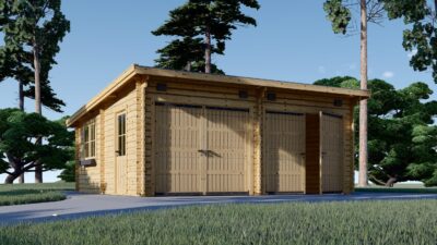 Doppelgarage aus Holz mit Pultdach (44 mm), 6x5 m, 30 m²