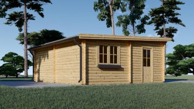 Doppelgarage aus Holz mit Pultdach (44mm) 6x6m, 36m² – Bild 4